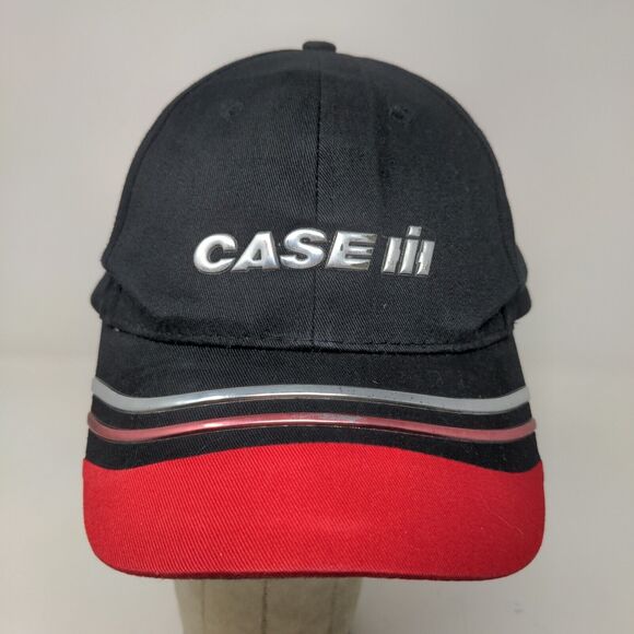 Case IH Men's Strapback Hat Black Red Striped 3D Metallic Logo - Picture 3 of 11